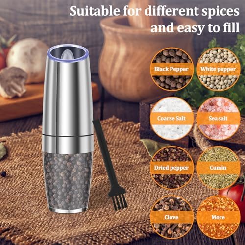 Electric Salt Pepper Grinder Set with LED Light