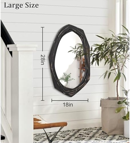 AAZZKANG 28x18 Inch Asymmetrical Wall Mirror Retro Decorative