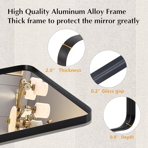 NEWBULIG Round Edge Bathroom Mirror 22x30 Inches 1