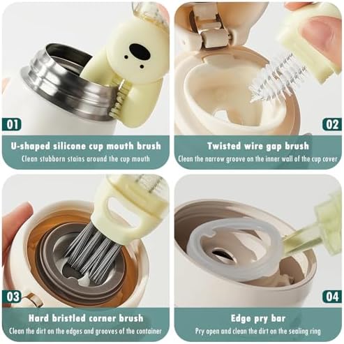 3 in 1 Cup Lid Cleaning Brush Set 3Pcs Portable Cute Brush