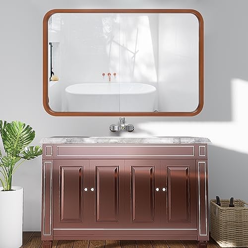 WallBeyond 24x36 Wood Mirror with Walnut Frame