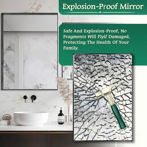 Furnbar Black Rectangle Mirror 22x30 Inch
