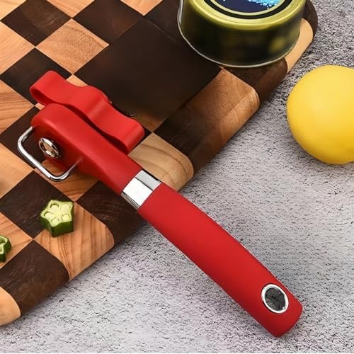 Safe Cut Manual Can Opener with Red Design