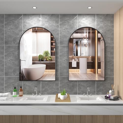 Biyatuos Arched Wall Mirror 36x24 Black 1