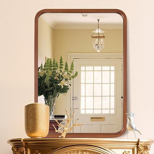 WallBeyond 24x36 Wood Mirror with Walnut Frame