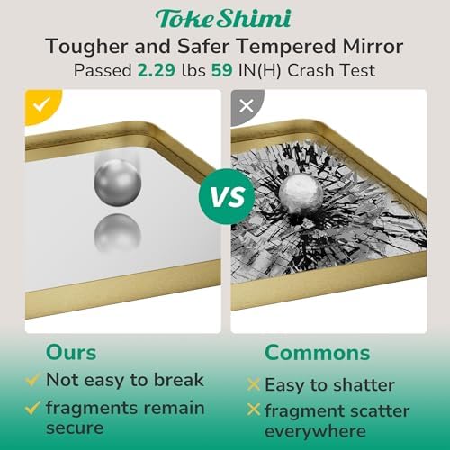 Tokeshimi 48x24 Brushed Gold Bathroom Mirror 1