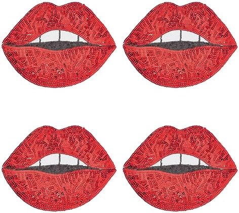 INFUNLY 4PCS Red Lip Applique Patches for DIY