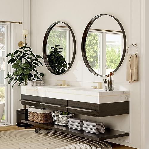 Easly 32 Inch Round Black Bathroom Mirror
