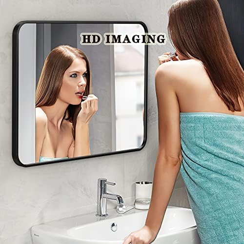 GQJNHUI Wall Mounted Rectangular Mirror with Rounded Corners