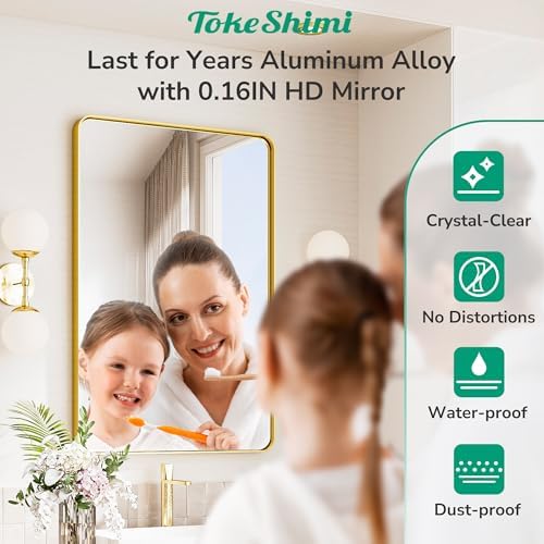 Tokeshimi 48x24 Brushed Gold Bathroom Mirror 1