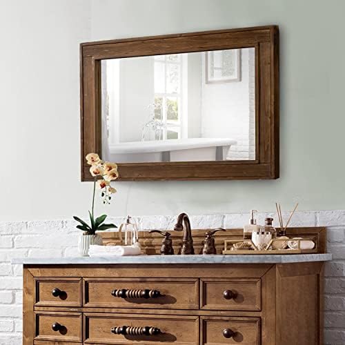Sintosin Farmhouse Bathroom Mirror 24x36 Wood Frame