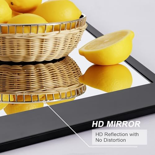 Autdot 38x24 Inch Black Farmhouse Wall Mirror with Metal Frame