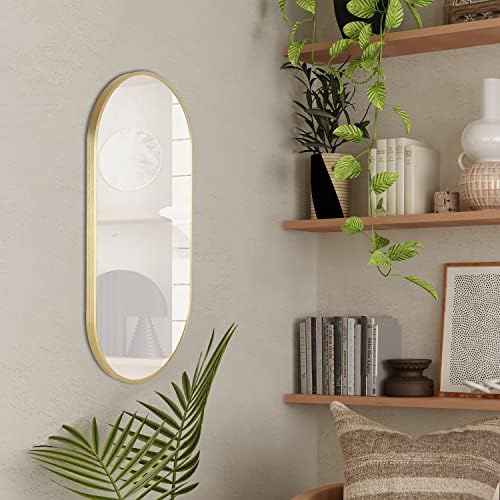 Mirrorize Oval Gold Mirror 16 X 32 Wall Mounted