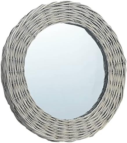 Rustic Wicker Wall Mirror 236 Inches Farmhouse Style
