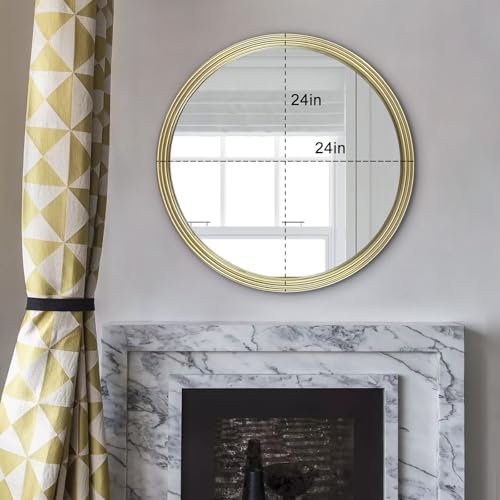 Gold Round Wall Mirror 24 Inch Modern Decor