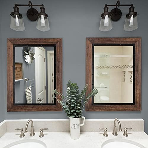 YOSHOOT 30x20 Rustic Wall Mirror Farmhouse Decor