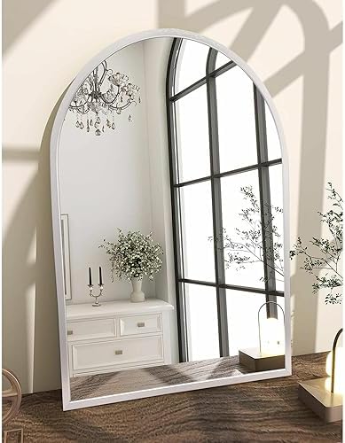 Arched Wall Mirror with Brushed Metal Frame 1