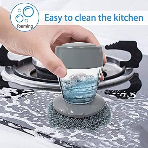 Cleaning Brush Scrubber with Push Button Liquid Soap Dispenser