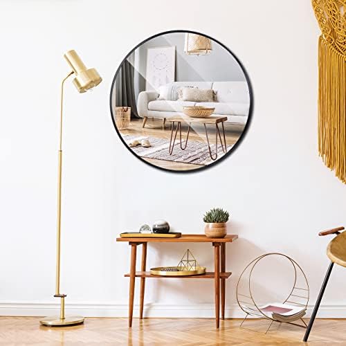HomGarden 24 Black Round Wall Mirror for Entryway and Bathroom