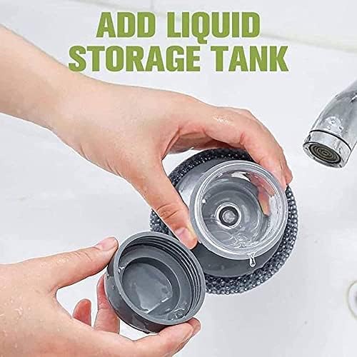 Cleaning Brush Scrubber with Push Button Liquid Soap Dispenser
