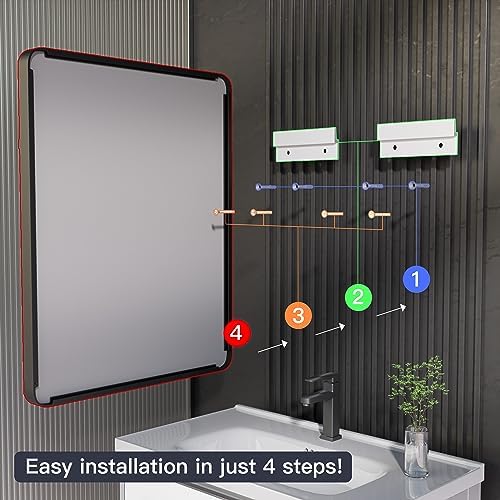 Yamazakura Black Matte Bathroom Mirror 20x16 Inch