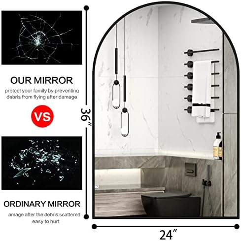 Biyatuos Arched Wall Mirror 36x24 Black 1