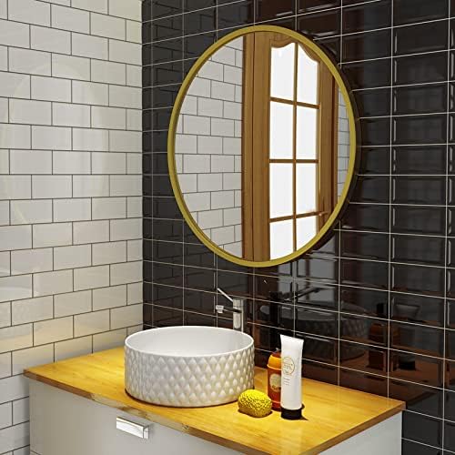 CKCY 30 Inch Round Gold Metal Wall Mirror