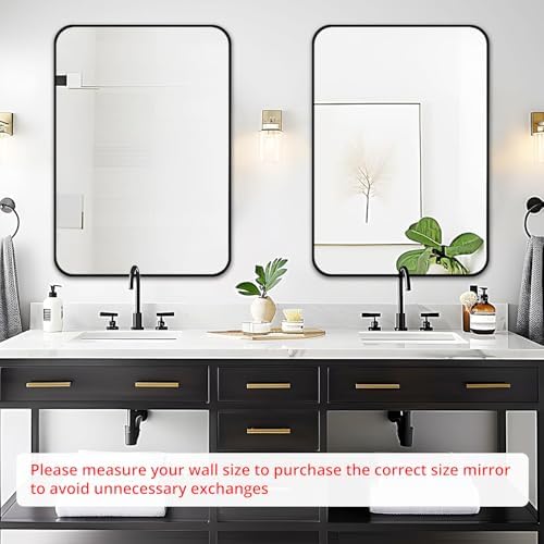 Fabuday Modern Black Matte Metal Wall Mirror - 20x30