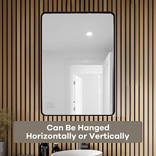 Matte Black Wall Mounted Mirror 22x28