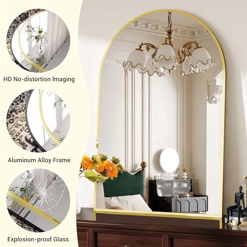 GAOMON 20x30 Arched Bathroom Mirror with Gold Frame 1