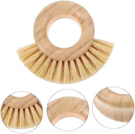 Bamboo Dish Brush Ring for Cleaning Fruits Vegetables and Kitchen Use