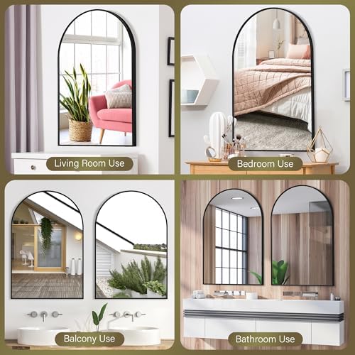 Oteymart 24x36 Arch Mirror with Black Frame