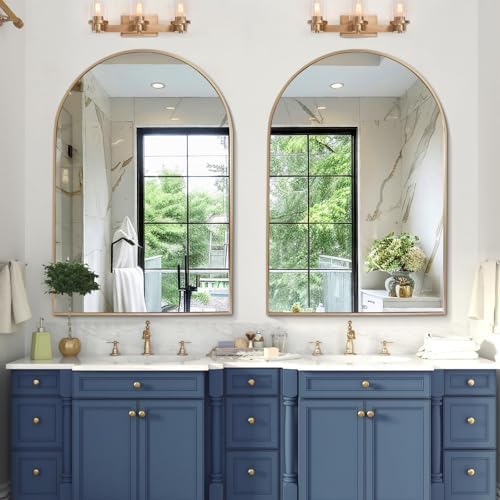 Dablue 24x36 Inch Arch Wall Mirror Gold Frame