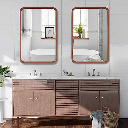 WallBeyond 24x36 Wood Mirror with Walnut Frame