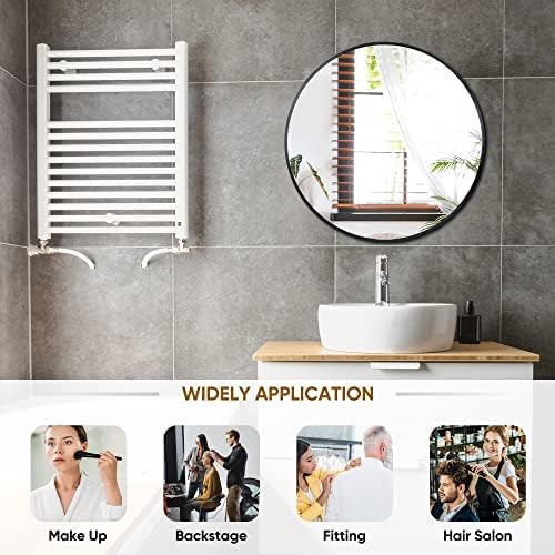 HomGarden 24 Black Round Wall Mirror for Entryway and Bathroom