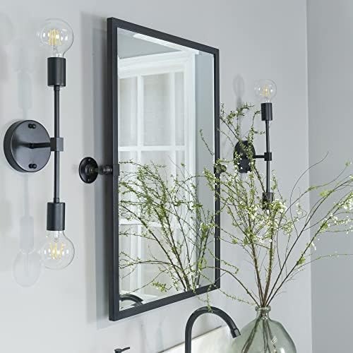 TEHOME 20x30 Pivot Tilting Wall Mirror Black Metal Frame