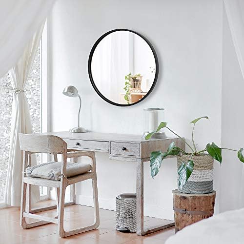18 Inch Round Wall Mirror with Black Rubber Frame