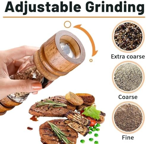 Yabound Wooden Salt Pepper Grinder Set 2PCS