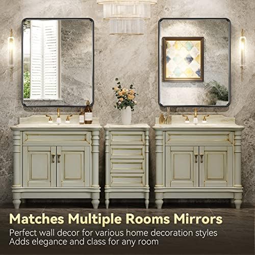 Brightify 30x36 Inch Black Wall Mirror with Metal Frame