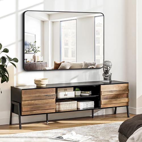 FORBATH 30x40 inch Bathroom Mirror with Black Metal Frame
