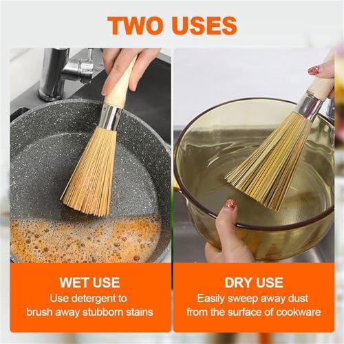 Natural Wok Cleaning Brush Set 20cm Beige Handle