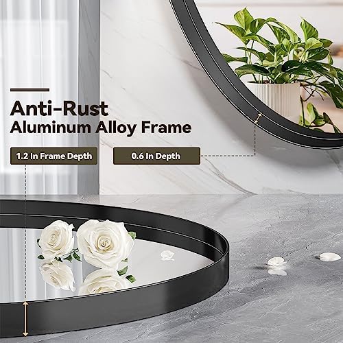Brightify Black Oval Wall Mirror 22x30 Inch