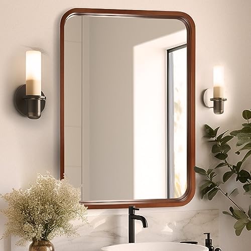 WallBeyond 24x36 Wood Mirror with Walnut Frame