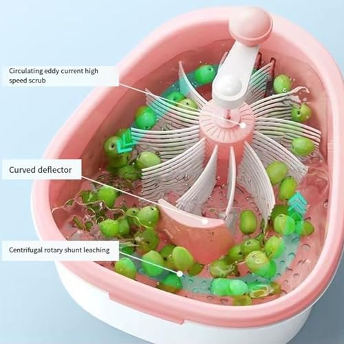 Fruit Washer Spinner Bowl with Brush and Drain Basket 1