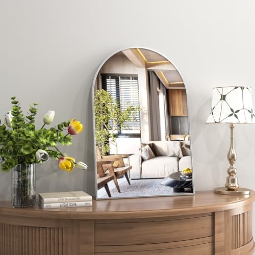 EDTEMI 30x20 Arched Mirror with Brushed Metal Frame