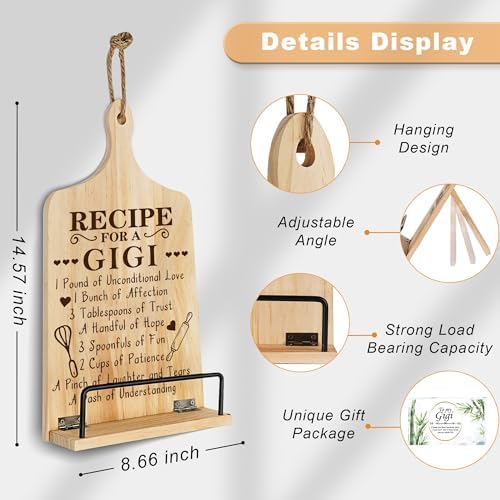Gigi Gifts for Grandma Cookbook Stand with Greeting Card