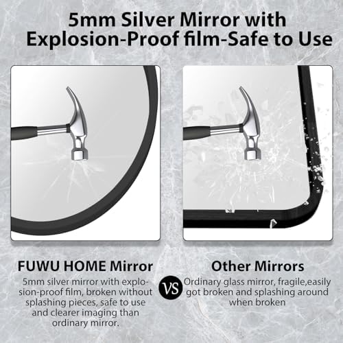 22x30 Inch Black Oval Wall Mirror for Bathroom and Living Room