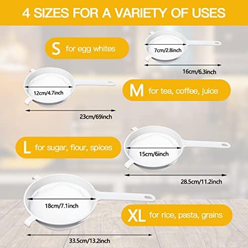 Yiphates 4 Pcs Food Strainers with Handle for Kitchen