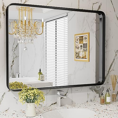 NEWBULIG 30x40 Bathroom Mirror with Matte Black Frame