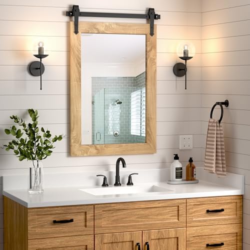 Menscha Farmhouse Mirror 24x35 Rustic Wall Decor